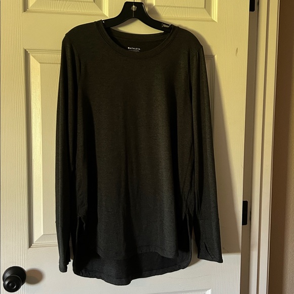 Lot of Three Athleta Uptempo L/S Crew in Heathered Blue, Gray, and Black - Picture 2 of 4